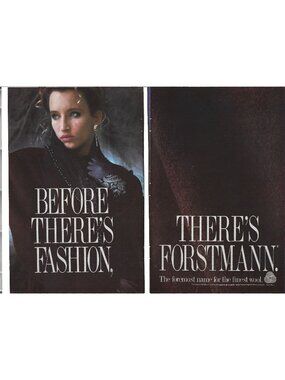 Before Theres Fashion Theres Forstmann Wool Vintage Ad 1990s Elegant 2 Page